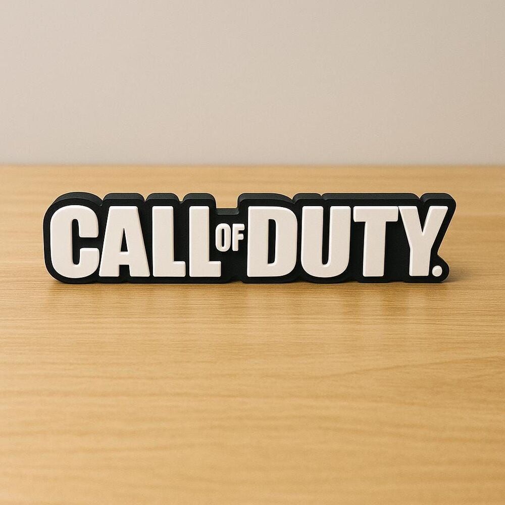 Call of Duty Custom Black & White Gamer Desk Sign – 3D Printed Battle Video Game